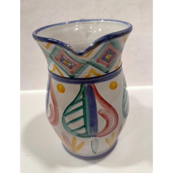 Majolica Pitcher Vase  | Made In Italy Italian | Hand Painted Paster CBB Pottery - Picture 6 of 9